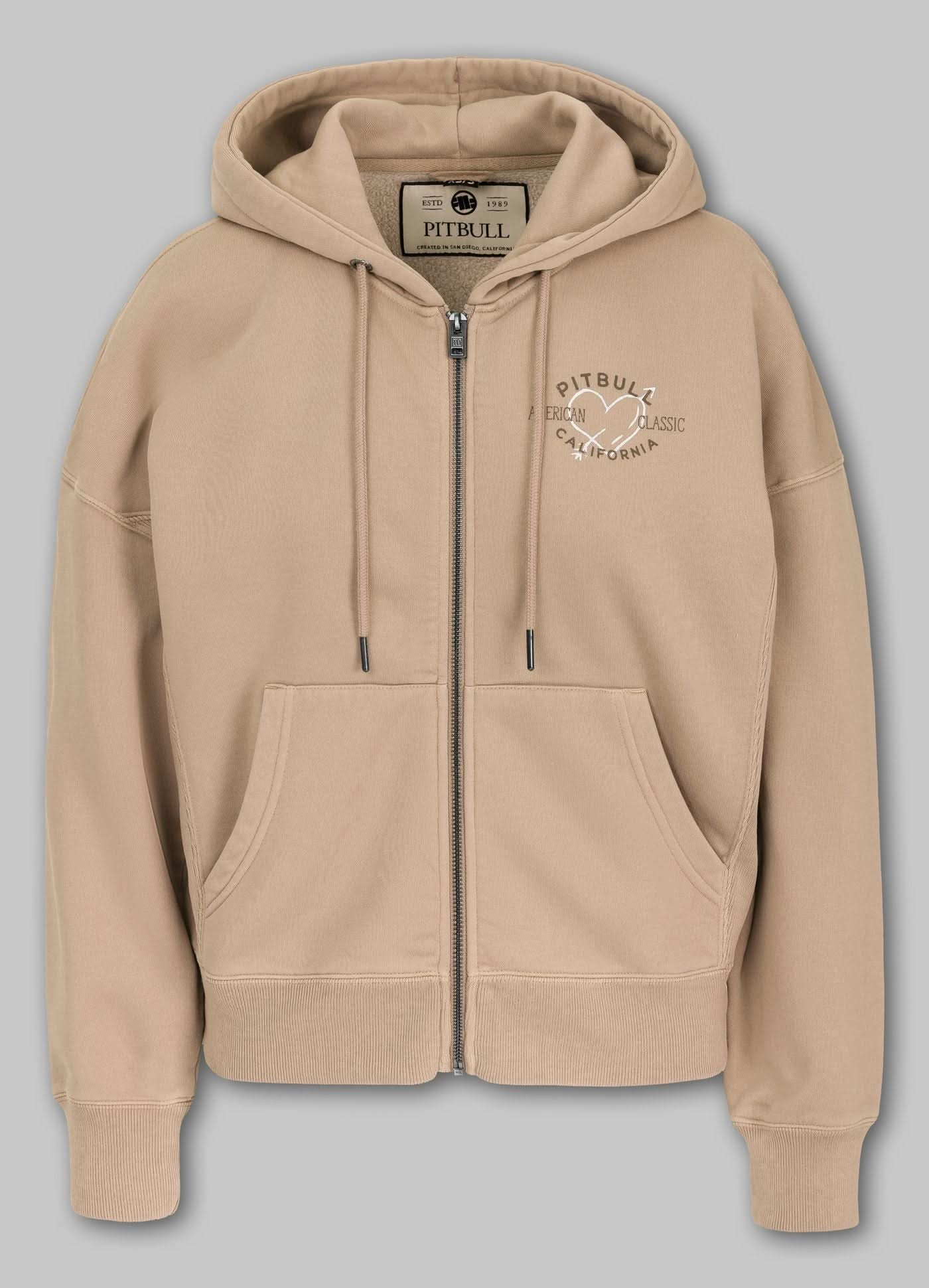 Women's zip-up hoodie Washed MANZANITA HEART - Sand