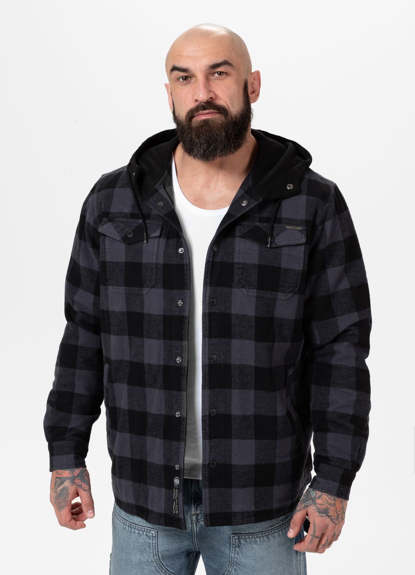 Flanelljacke mit Kapuze Pioneer - Schwarz/Grau