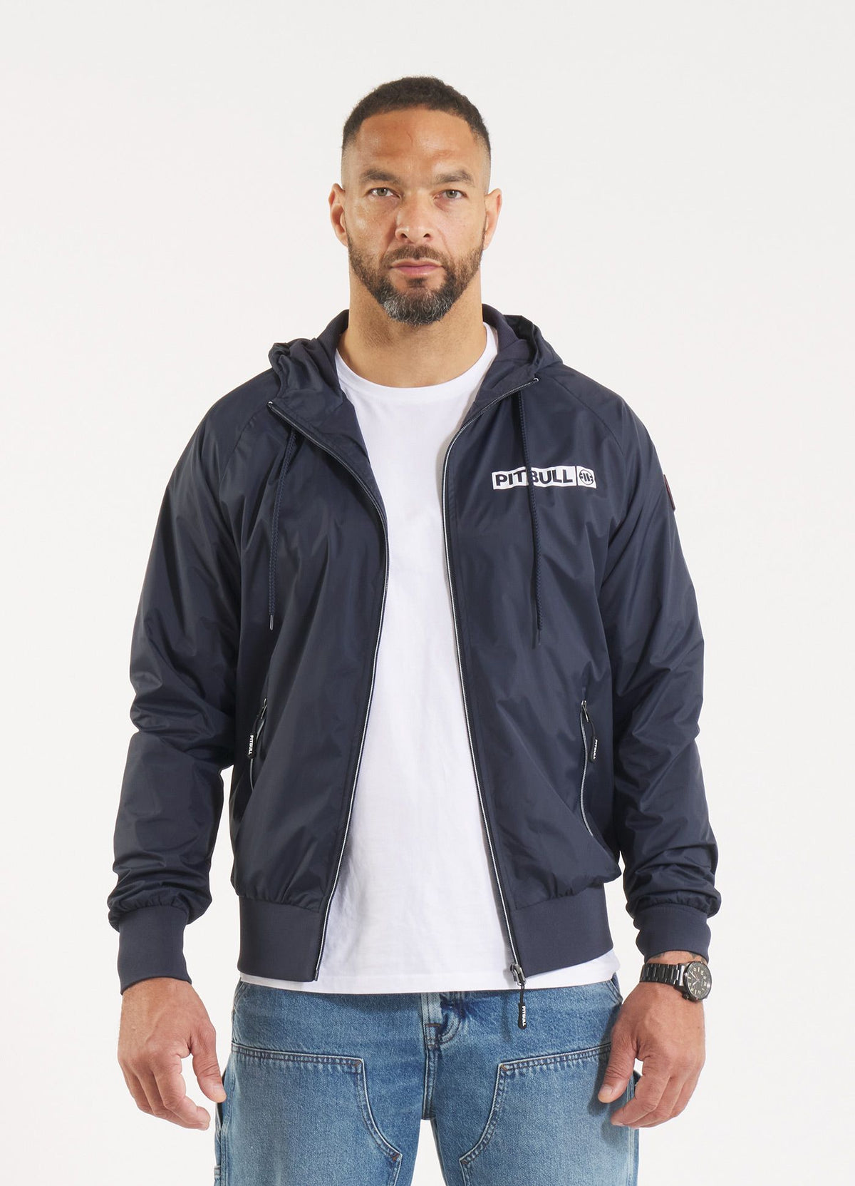 Men's hooded jacket Athletic Logo - Navy